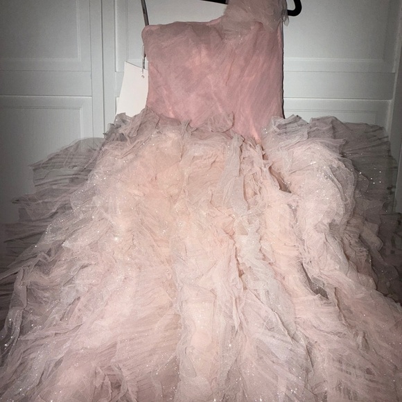 NWT | Mac Duggal 20592 Light Pink Glitter Tulle Gown Size 2 - Picture 9 of 16
